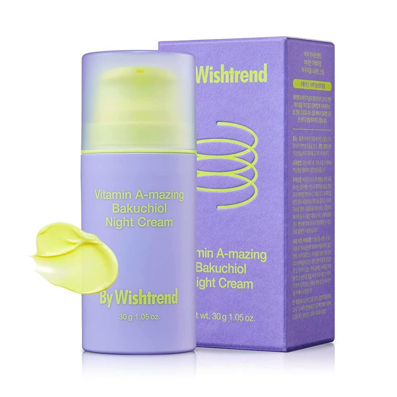 Ночной крем с ретиналем и 1% бакучиола By Wishtrend Vitamin A-mazing Bakuchiol Night Cream, 30 мл